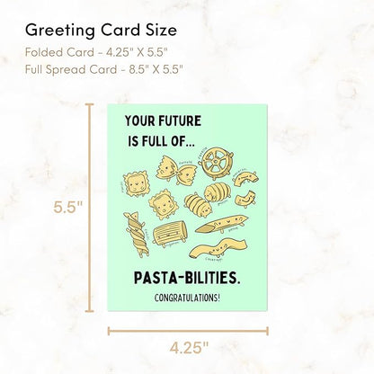 ALY LOU Graduation Card Funny for Him/Her, Congratulations Grad Card for Students Son Daughter, College High School University Greeting Cards (You're Future Is Full Of Pasta-bilities)