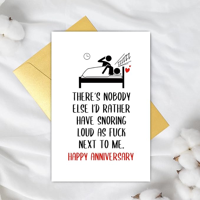 Funny Anniversary Card for Husband Wife, Humorous Snoring Anniversary Card, Cute Anniversary Card for Him Her