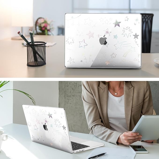 Fintie Case for MacBook Air 13.6 Inch A3113 A2681 (2022 2023 2024 Release) - Snap On Hard Shell Cover for MacBook Air 13.6" M2 M3 Chip with Liquid Retina Display and Touch ID (Five-Pointed Star)