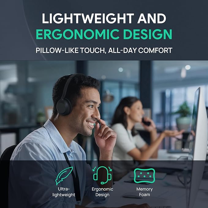 Yealink UH35 Professional USB Headset, Mono Wired Headset with Noise Cancelling Microphone, Call and Music Mode, Lightweight Comfort Design, Teams Certified