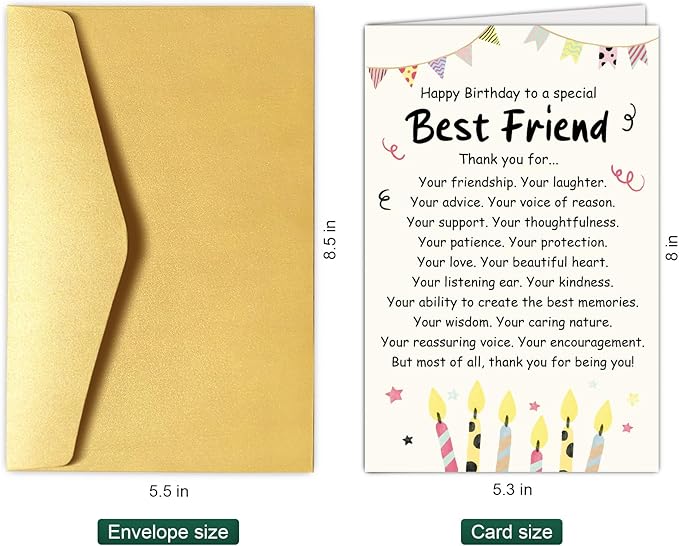 Chenive Birthday Card for Friend, Best Friend Birthday Card, Poem Birthday Card for Bestie BFF Soulmate, Happy Birthday to A Special Best Friend