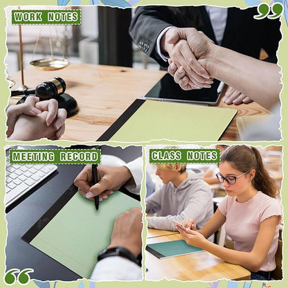 Lincia 6 Pcs 11" x 9.5" Legal Pads College Ruled Notepad Landscape Notebook Horizontal Lined Notebook 80 Gsm Assorted Colors Paper Pastel Writing Pads for School Office, 40 Sheet (Gradient Green)