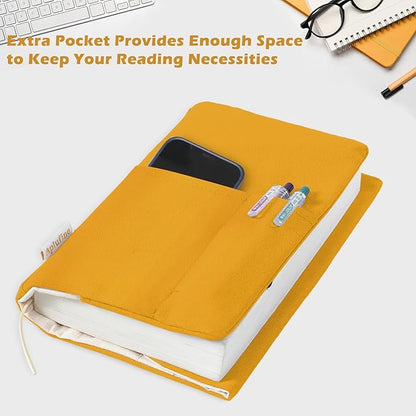 Canvas Book Covers, Washable Book Protector, Book Cover for Paperback Novels, Adjustable Book Cover for Hardcover with Pockets for Pen, Soft Cover Books, Book Lovers Gifts
