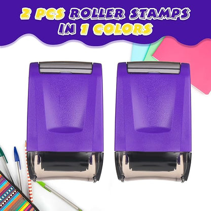 Sherr 2 Handwriting Line Stamp Roller Dashed Handwriting Lines Practice Roller Stamp for Kids, Teachers Kindergarten Education Classroom Back to School Need(2.72 x 2.44 x 1.54 Inch,Purple)