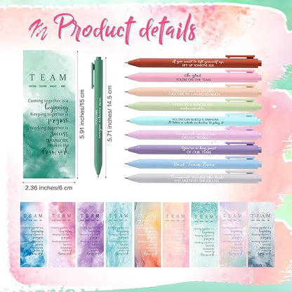 Quelay 30 Set Christmas Inspirational Gift Bulk with Motivational Pens Inspiring Quote Bookmarks Team Building Gifts for Employees Appreciation Team Women Staff Gifts Bulk Volunteers(Team)