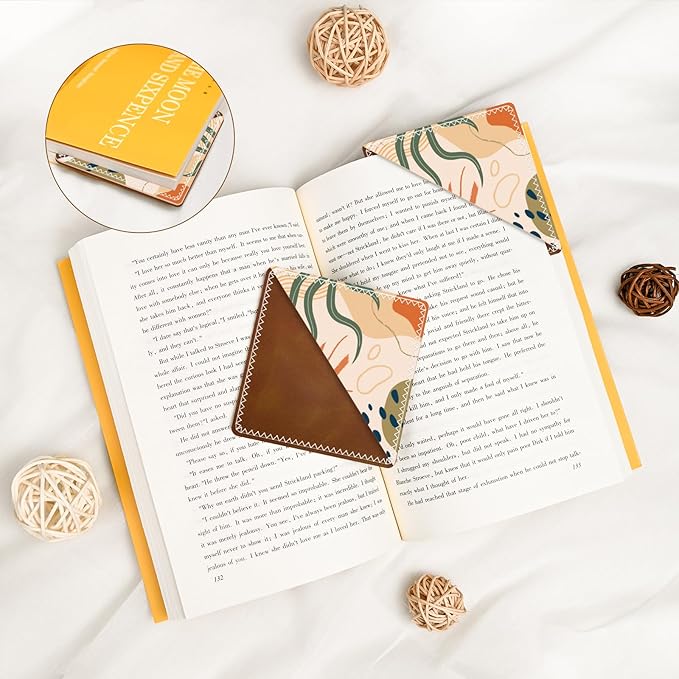 Personalized Leather Bookmarks, Fun & Cute Book Accessories for Reading Lovers, Unbreakable Page Markers for Women Men Girls Boys Student Teacher Kids Retirement Birthday Gifts (Boho Waterweed)