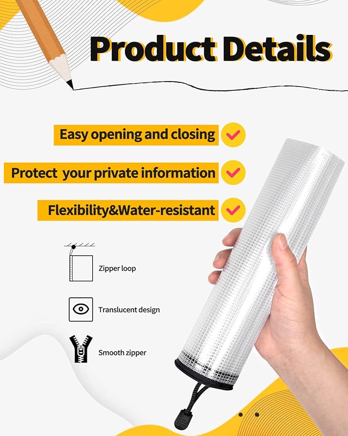 SUNEE Multisize Mesh Zipper Pouches (Black, 21 Packs), Water-Resistant Zip Bag for School Office Supplies, Puzzles & Games Organizing Storage