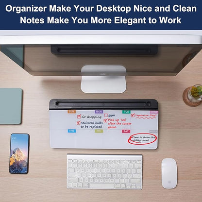 TSJ OFFICE Whiteboard Weekly Dry-Erase-Board - Desktop White Board Calendar Desk Organizers with Accessories Computer Keyboard Stand with Drawer, for Office, Home, School Supplies