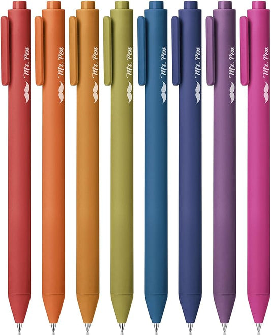 Mr. Pen- Retractable Gel Pens, 8 Pack, Unique Vintage Ink Colors Gel Pens Fine Point 0.7mm, Fast Dry Vintage Pen, Retractable Pens, Gel Ink Pens, Aesthetic Pens for Journaling Fine Tip Pens
