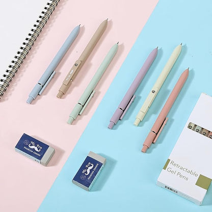 Mr. Pen- Retractable Gel Pens, 6 Pack, Pastel Barrels, Black Gel Pens, Fast Dry, Gel Pens Fine Point 0.7mm, Retractable Pens, Cute Pens, Gel Ink Pens, Black Pens, Aesthetic Pens for Journaling