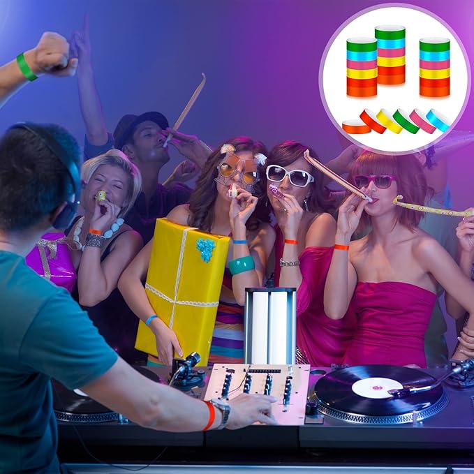 Epakh 600 Pcs Paper Wristbands Neon Wrist Bands Waterproof Handbands for Events Lightweight Concert Wristbands Neon Colored Adhesive Wrist Band for Party