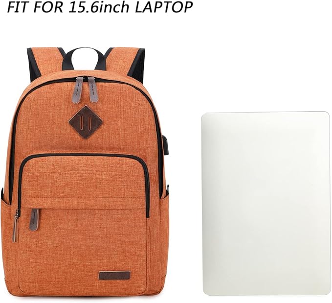 KYALOU Laptop Backpack, Lightweight Bookbag Casual Daypack for Men and Women, College with USB Charging Port - Light Brown