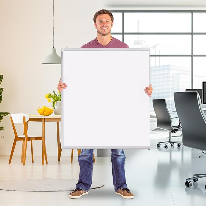 Large Whiteboard for Wall 72"X48", White Board Dry Erase 6' x 4' Magnetic Whiteboard Foldable Wall-Mounted Aluminum Frame Marker Board with a Long Pen Tray for School, Classroom, Office & Home