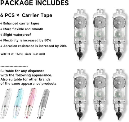 Correction Tape Refills, Carrier Tape for All the DU Series Refillable Correction Tapes, 6 Counts