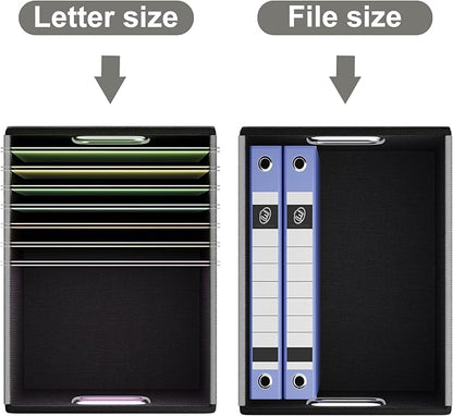 Huolewa Upgraded Portable Leather File Organizer Boxes with Lids, Office Document Boxes Organizer, Filing Boxes, Decorative Small File Boxes for Hanging Files with Plastic Slide for Office/Decor/Home