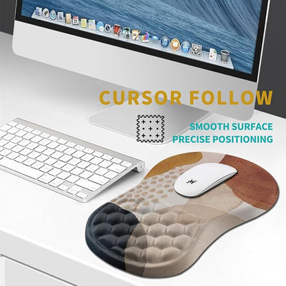 Hokafenle Ergonomic Mouse Pad Wrist Support, Wrist Rest Mousepad for Carpal Tunnel Pain Relief with Integrated Memory Foam Slope Massage Bulge (11.8x7.9 inch,Abstract Marble