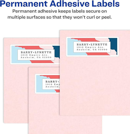 Avery Crystal Clear Address Labels for Laser & Inkjet Printers, 2" x 4", 100 Labels, 5 Packs (6522)
