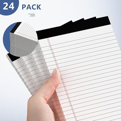 24 Pack of Legal Pad Writing Pads 5" x 8" Notepad 80gsm Recycled Paper Small Legal Pads 25 Lines Note Pads Perforated Legal Pads 720 Sheets Double-Sided Printing Printed Legal Pads for School,