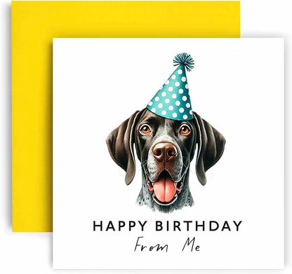 Huxters Birthday Card from the Dog – German Shorthaired Pointer - Happy Birthday to Dog Mum and Dog Dad – Birthday Card from the Dog to Friends Family First Birthday (German Shorthair Pointer)