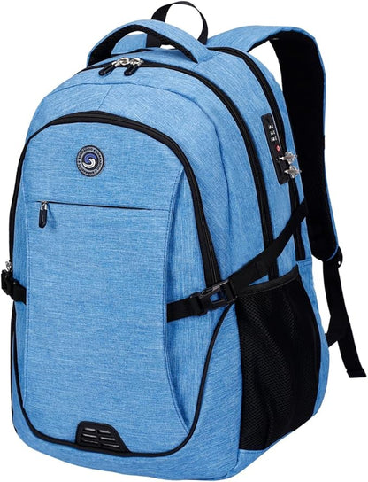 SHRRADOO Travel Laptop Backpack, Business Anti Theft Slim Durable Laptops Backpack with USB Charging Port, College High School Computer Bag Gift for Men Women Fits 16.3 Inch Notebook