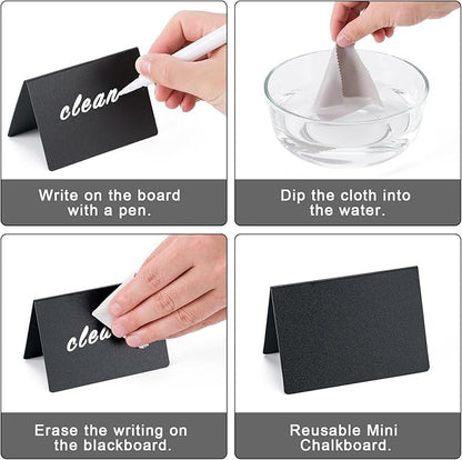 BOOMIBOO 20 Pack 4"x3"Mini Chalkboard Signs, Reusable and Reserved Table Signs, Easy to Write and Wipe Out, Food Labels for Parties - Buffets - Birthdays -Bakery-Table Numbers-Weddings