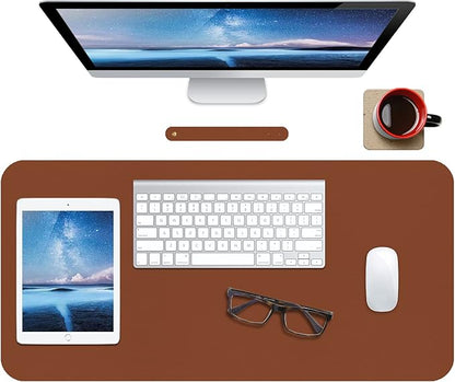 Boutilon Leather Desk Pad 30" x14",Non-Slip Mouse Pad,Office Desk Mat,Waterprooft PU Leather Desk Blotter,Desk Pad Protector,Desk Writing Pad for Home Office Decor (M-Brown)