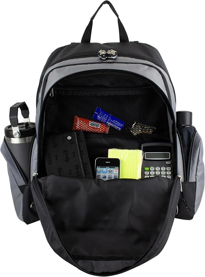 Eastsport Extra Large Backpack Expandable Oversized For Travel Hiking Work Camping Sports Outdoors With Drawstring Bag 18x13.5x9.5 Mochila De Viaje Ash Gray Black