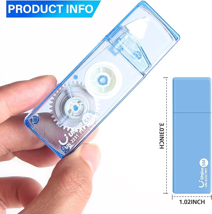 Correction Tape, Easy To Use Cute Applicator for Instant Corrections, For school, Office Workers (Gradient Blue, 5M/196" x 0.2",12pack)