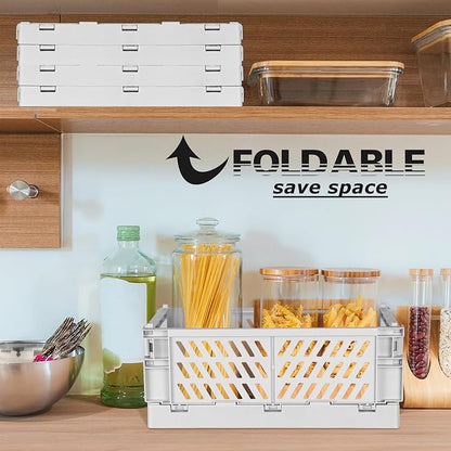Tixill 2-Pack Mini Foldable Plastic Baskets for Organizing and Storage, Collapsible Storage Crate for Home Kitchen Bedroom Bathroom Office (9.8x6.5x3.8, Grey)