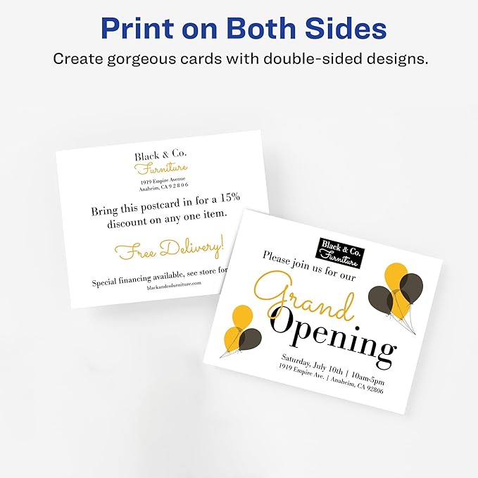 Avery Printable Postcards with Sure Feed Technology, 4" x 6", White, 100 Blank Postcards for Laser Printers (5389)