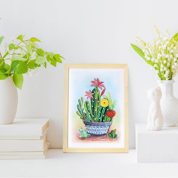 KingKraft Cactus Quilling Card, Handcrafted Greeting Card for All Occasions, Birthday, Thinking of You, Get Well, Anniversary Card for Wife, Valentines Day, Mothers Day Card, Blank Inside