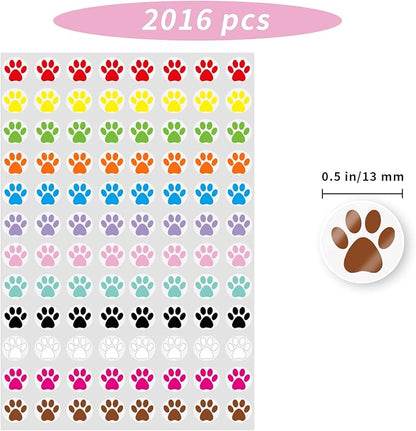 0.5 Inch Multicolor Paw Print Stickers,Self Adhesive for Scrapbooking/Kid DIY Arts Crafts/Reward Stickers Teachers Stickers