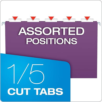 Pendaflex Recycled Hanging Folders, Legal Size, Violet, 1/5 Cut, 25/BX (81631)