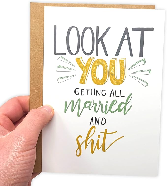 Sleazy Greetings Funny Wedding Card For Marriage Engagement - Adult Humor Dirty Wedding Congratulations Card (Married And Shit)