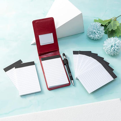 Camelmother 10 Pieces Small Notepad Holder Set Pocket Notebook 3 x 5 Inch with Pen (red Small Notepad)
