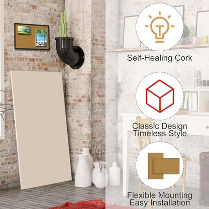 OWLKELA Cork Bulletin Board 17.7"X 13.3", Notice Pin, Ideal for Office & Home Decor, School Message or Vision