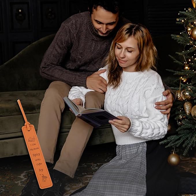 Leather Bookmarks for Book Lovers, Funny Reading Gifts for Women Men Friend Him Her Bookish, Spicy Leather Bookmark Present for Birthday Christmas Stocking Valentines Day Book Club Coworker