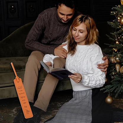 Leather Bookmarks for Book Lovers, Funny Reading Gifts for Women Men Friend Him Her Bookish, Spicy Leather Bookmark Present for Birthday Christmas Stocking Valentines Day Book Club Coworker