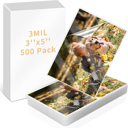 Index Card Laminating Pouches 3x5 File Card Laminating Pouches Lamination Pouches Recipe Card Laminating Pouches for Work Permits Pass Cards Student ID Cards (500, 3mil)