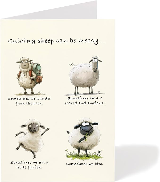 M Market On Mainstreet Pastor Cards, 5x7 inches, Single Card with Envelope, Made in USA (Sheep Appreciation)