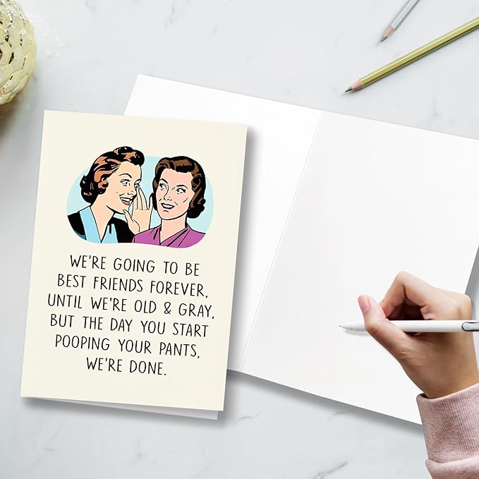 Funny Birthday Card for Sister, Best Friend, Humorous Friendship Cards for Her, Funny Poopy Pants Friend Card for Bestie, Birthday Gifts for Sister