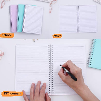 Spiral Notebook, 4 Pack A5 Aesthetic College Ruled - Lined Journals Notebooks, Cute Office Supplies Notebooks for Work, Study, and Notes, 640 Pages, 5.7" x 8.3" ( Blue, Pink, Green, Transparent )
