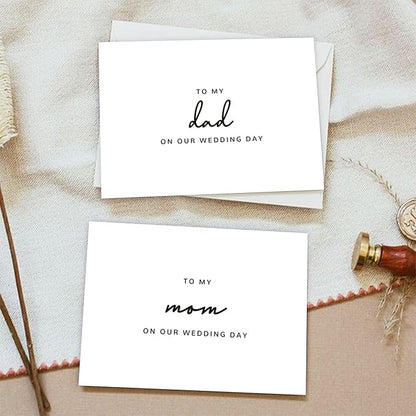 Set of 2 Wedding Day Card for Parents, To My Dad and Mom On Our Wedding Day, Parents Of The Bride/Groom Gifts.（Dad/Mom B）