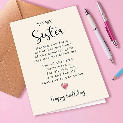 Funny Birthday Card for My Sister, Sister Is The Best Gift In My Life, Birthday Card for Sister, Universal Birthday Wishes, Timeless Family Message, Suitable for All Occasions