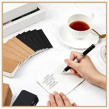 Outus 36 Pcs Pocket Notebook Mini Journal 2.5" x 4" Kraft Paper Mini Notepad Bulk Softcover Pocket Notepad Memo Diary Subject Notebooks for Student Traveler School(Brown Black)