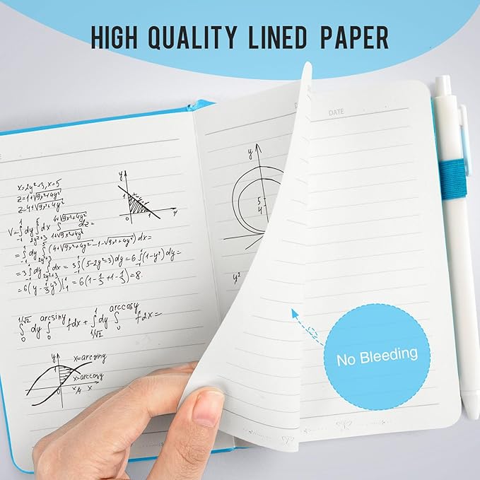 Pocket Small Notebook Journals, 8 Pack (Ocean Blue) Mini Notebook 3.7x5.7 Journaling Notebooks for Women Men, Hardcover Lined Note Pads with Pens for Work, Business, Travel Journal, Office Supplies