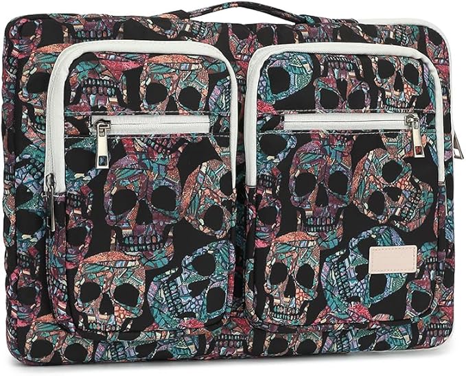 canvaslife 360° Protective Laptop Sleeve Case Bag with 4 Pockets for MacBook Pro 16 inch and 15 inch-15.6 inch Laptop (Skull)