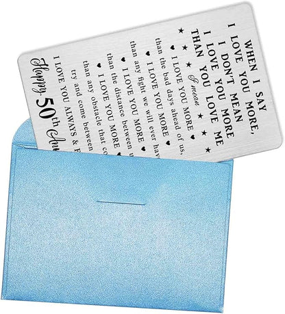 50th Happy Anniversary Card Gifts, 50th 50 Year Anniversary Romantic Wallet Card Gifts for Husband Wife