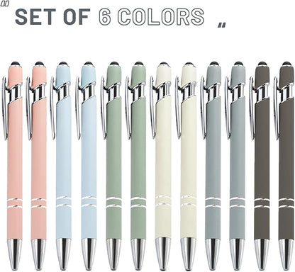 Up to 480 Pcs Personalized Pens in Bulk, Custom Metallic Printed Name Pens with Black Ink, Customized Pens Bulk with Stylus-Great Gift Ideas(Morandi 6 Color)