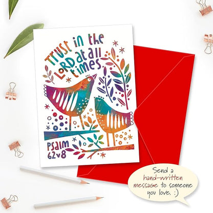 Christian greeting cards with Scripture, 9 in this pack of thinking of you cards religious, blank inside, hand drawn by British artist Jacqui Grace (Multicolored / CH4000)